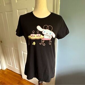 Sanrio Women's Cinnamoroll Graphic T-Shirt Black Medium Cotton